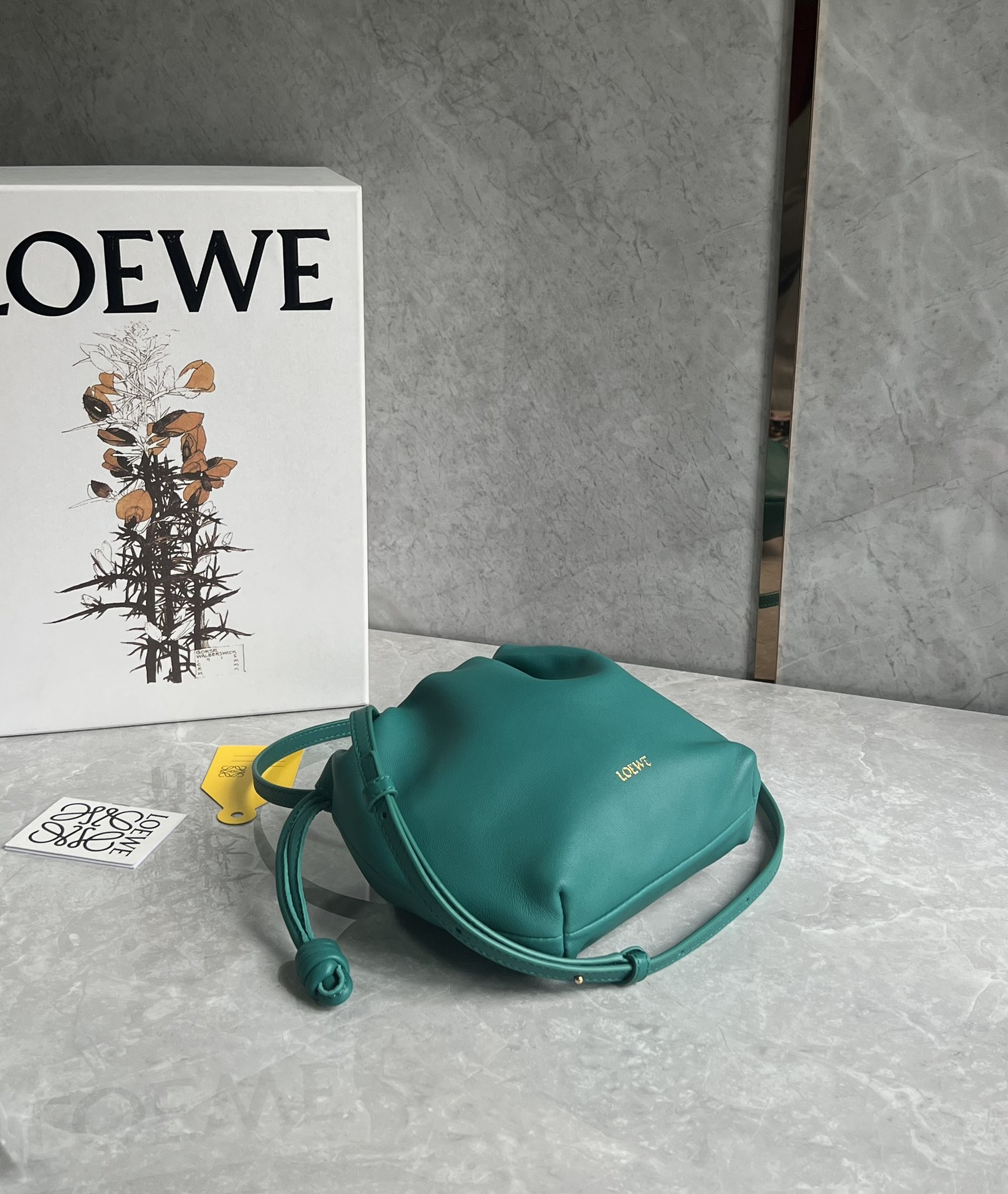 Loewe Mini Flamenco Purse bag in mellow nappa lambskin Dark Green